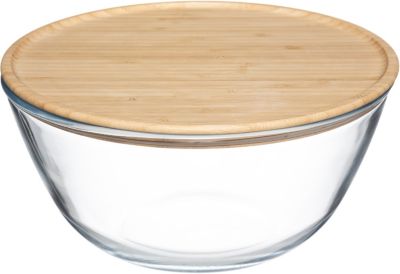 Saladier 5FIVE verre 2.7L  avec couvercle bambou