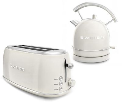 SWEISS Grille-pain + Bouilloire vintage crème pack GRVKTL8