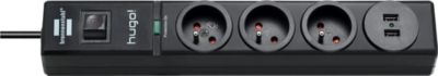 BRENNENSTUHL 3 PRISES NOIR 2xUSB 2M H05VV F 3G1,5