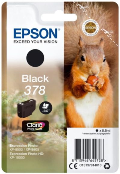 Cartouche d'encre EPSON Originale 378 Noire Série Écureuil - C13T37814010