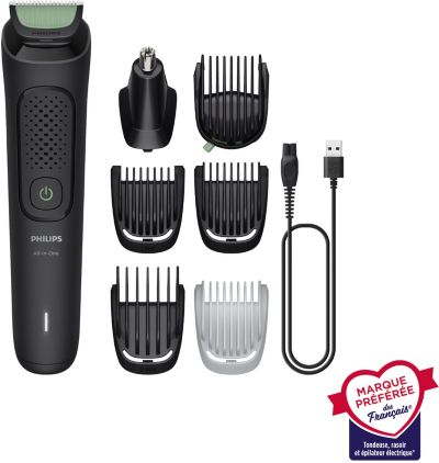 Tondeuse multi usages PHILIPS MG3935/15 Series 3000, 9 hauteurs de coupe, précision 1 mm, autonomie 70mn