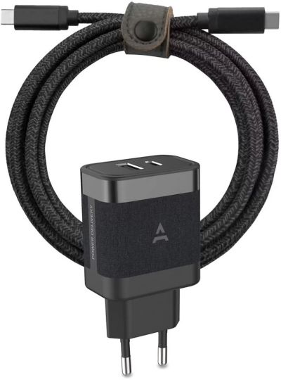 Chargeur + câble ADEQWAT 45W PowerDelivery USB-A/USB-C + Câble 1M