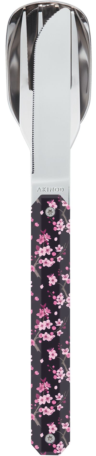 Couverts AKINOD 3 couverts droit 12H34 Fleurs de cerisie