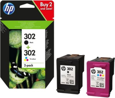 Cartouche d'encre HP Pack de 2 Originales 302 (Noir + 3 Couleurs) - X4D37AE