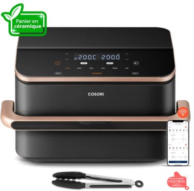 Friteuse sans huile COSORI Twinfry Pro Ceramic KAAPAFCSSEU0204A, 10 L, 4 résistances, panier céramique