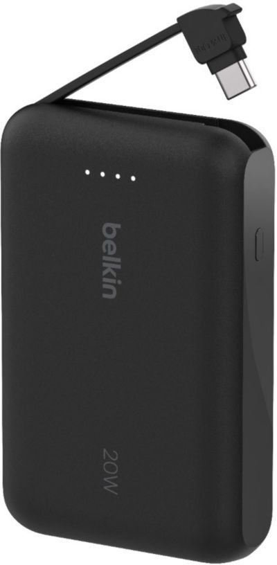Batterie externe BELKIN 10000 mAh avec cable USB-C intégre noir
