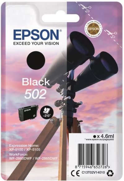 Cartouche d'encre EPSON Originale 502 Noire Série Jumelles - C13T02V14010