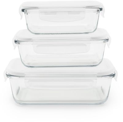 PEBBLY rectangulaire en verre lot de 3
