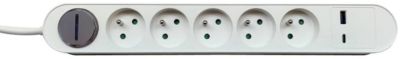 Multiprise ESSENTIELB 5 prises + port USB-C et USB-A 20W