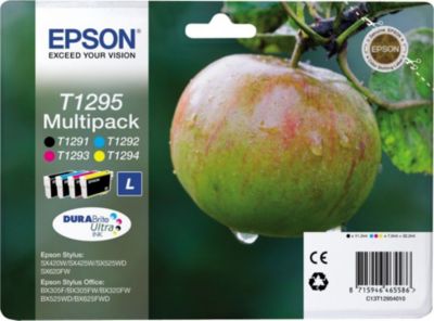 Cartouche d'encre EPSON Pack Multipack 4 Originales T1295 Série Pomme (Noir + 3 Couleurs) - C13T12954010