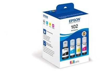 Cartouche d'encre EPSON Pack 4 Bouteilles d'Encre Ecotank 102 (Noir + 3 Couleurs Photo) - C13T03R14A