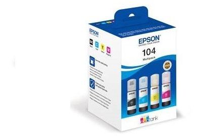 Cartouche d'encre EPSON Pack 4 Bouteilles d'Encre Ecotank 104 (Noir + 3 Couleurs) - C13T00P640