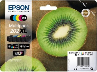 Cartouche d'encre EPSON Pack Multipack 5 Originales 202 XL (Noir Photo + 4 Couleurs) - C13T02F84010