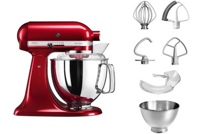 Robot pâtissier KITCHENAID 5KSM175PSECA Pomme d'Amour, 4,8 L, bol avec poignée + bol 3 L, batteur souple et couvercle