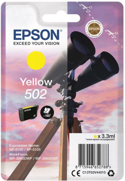 Cartouche d'encre EPSON Originale 502 Jaune (Yellow) Série Jumelles - C13T02W44010