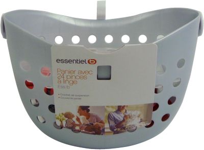ESSENTIELB Panier + 24 pinces rouge et blanc