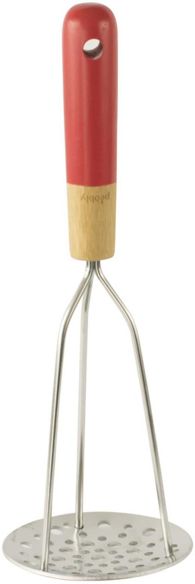 PEBBLY Presse puree inox/bambou   rouge
