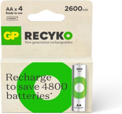 Pile rechargeable GP AA ReCyckO lot de 4 2600mAh