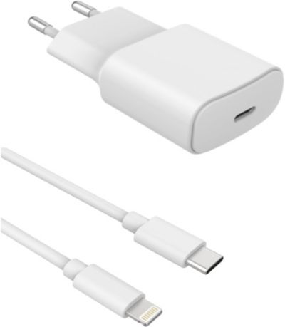 Essentielb Chargeur 20W + cable USB C Lightning 1M Blanc