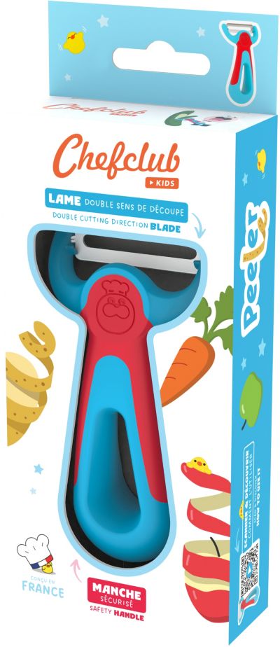 Couteau éplucheur CHEFCLUB Kids bleu et rouge