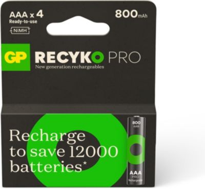 Pile rechargeable GP AAA ReCyckO PRO lot de 4 800mAh