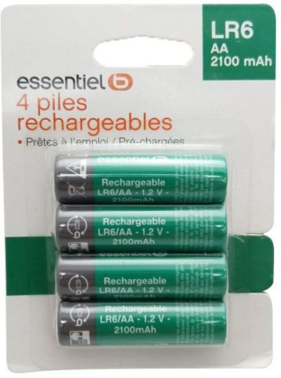 ESSENTIELB Lots 4 piles AA LR6 2100mAh