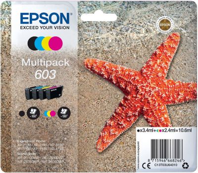 Cartouche d'encre EPSON Pack Multipack 4 Originales 603 (Noir + 3 Couleurs) - C13T03U64010