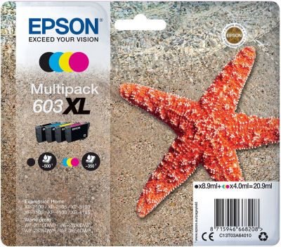 Cartouche d'encre EPSON Pack Multipack 4 Originales 603XL (Noir + 3 Couleurs) - C13T03A64010