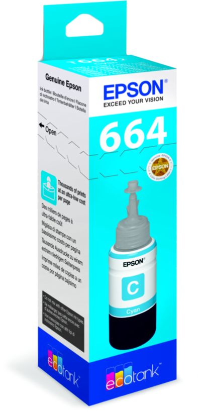 Cartouche d'encre EPSON Bouteille d'Encre Ecotank T664 Cyan - C13T66424A