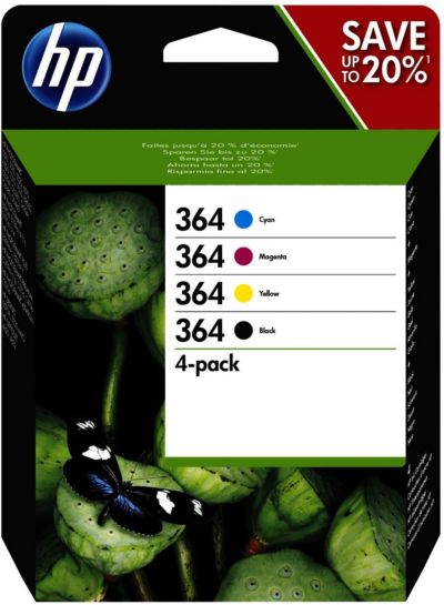 Cartouche d'encre HP Pack Multipack 4 Originales 364 (Noir + 3 Couleurs) - N9J73AE