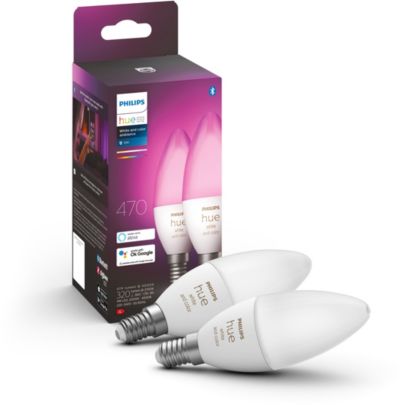 Ampoule LED connectée PHILIPS HUE W&C E14 4W x2