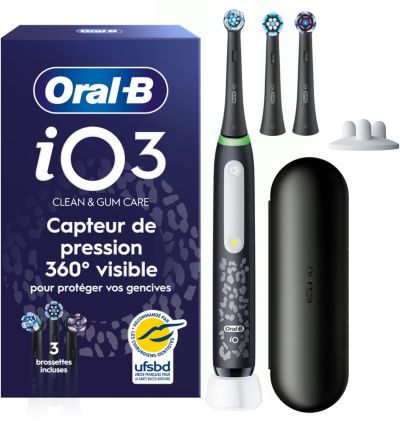 Brosse à dents électrique ORAL-B iO 3 Leopard + étui de voyage + étui Bro