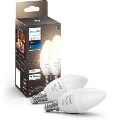 Ampoule LED connectée PHILIPS HUE E14 White Flamme pack de 2