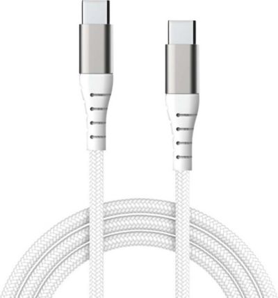 Câble USB FORCE POWER 60W USB-C / USB-C 3m blanc renforcé