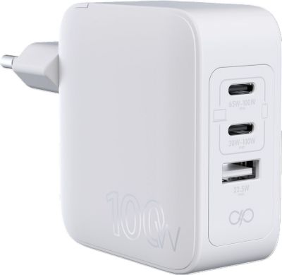 Chargeur FORCE POWER 100W USB-A + 2 USB-C GaN Blanc
