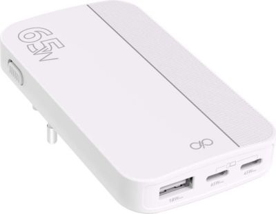Chargeur FORCE POWER 65W USB-A + 2 USB-C GaN blanc pliable