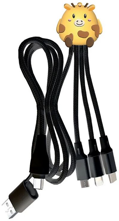 Câble de charge YELLO KOKO USB-A+C vers USB-C/Micro/Light 1m girafe