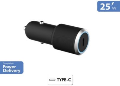 Chargeur allume cigare FORCE POWER 25W USB-C Noir allule cigare