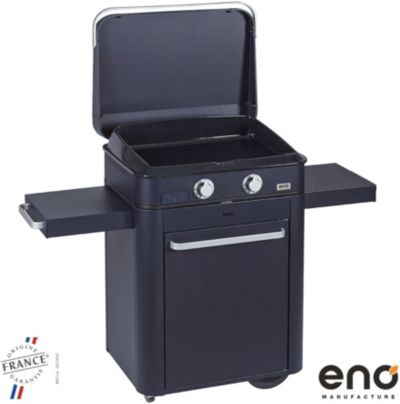 Plancha gaz ENO Enosign 65 bleu navy sur chariot, 56x40 cm