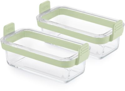 Petits Plats LEKUE x2 en verre rectangulaire pour airfyer