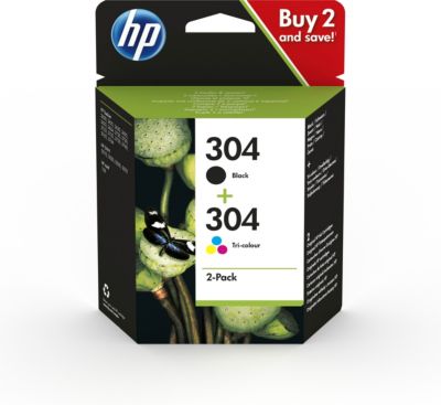 Cartouche d'encre HP Pack de 2 Originales 304 (Noir + 3 Couleurs) - N9K08AE