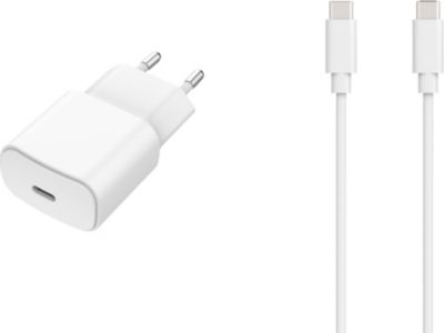 ESSENTIELB chargeur 20W + cable USB C / USB C blanc