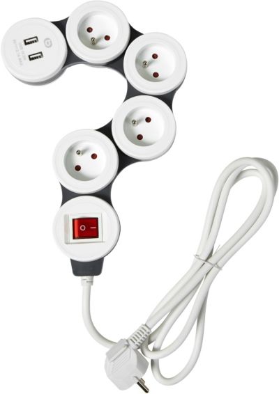 ESSENTIELB rotative 4 prises + 2 USB