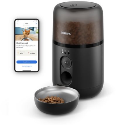 Distributeur de croquettes PHILIPS pour chats Série Pet PAW5320/02 connectée avec caméra