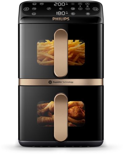 Airfryer PHILIPS NA462/70 Friteuse sans huile Vertical Duo Noir/Cuivre, Série 4000 10L (5+5L)