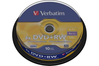 VERBATIM DVD+RW 4.7GB 10PK P10 Spindle 4x