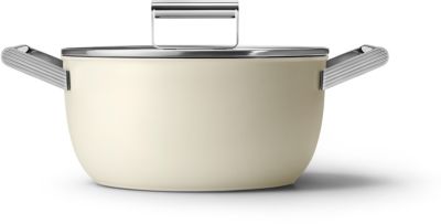 Faitout SMEG 24cm céramique crème avec couvercle
